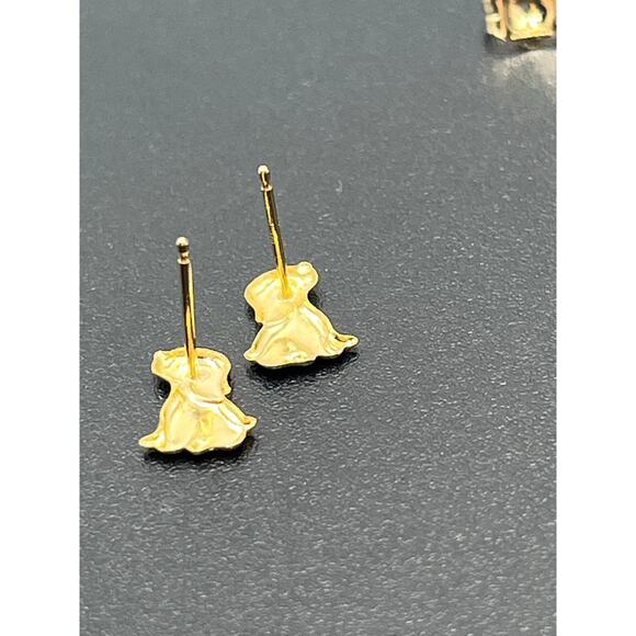 14k Yellow Gold High Shine Sitting Animal Dog Puppy Pup Stud Earrings - Picture 7 of 9